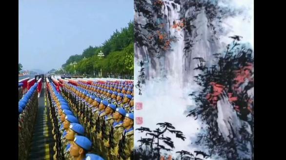 人民艺术家陈建会书画《河山》献礼中华人民共和国建军95周年。